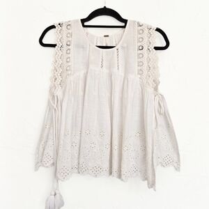 Free People White Lace Sleeveless Top